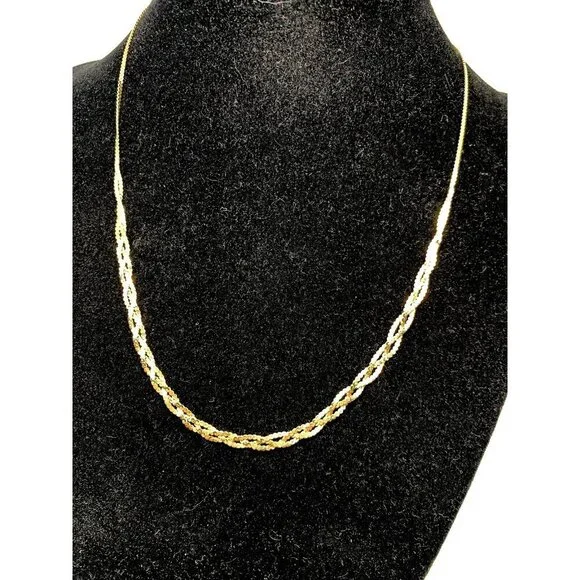 Woven Necklace 14k Yellow Gold 4.1 Grams 16'' Italy Women's Estate Jewel… Necklaces